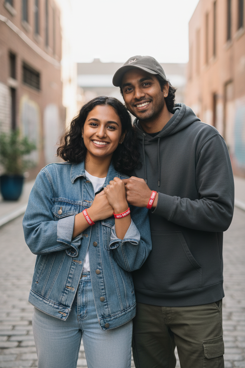 Another couple wearing God Knows Wristbands